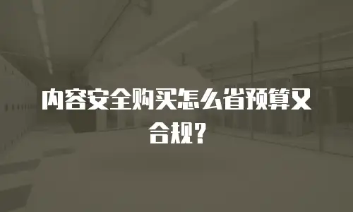 内容安全购买怎么省预算又合规？