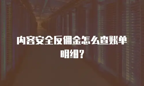 内容安全反佣金怎么查账单明细？