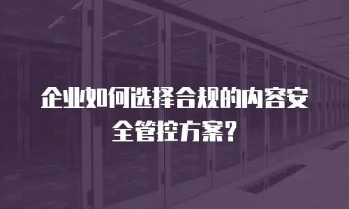 企业如何选择合规的内容安全管控方案？