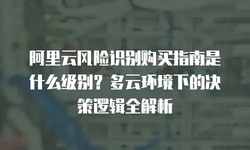阿里云风险识别购买指南是什么级别？多云环境下的决策逻辑全解析