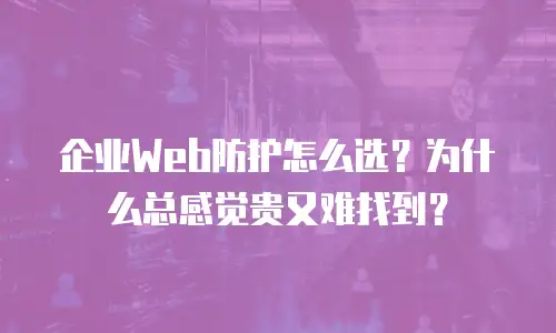 企业Web防护怎么选？为什么总感觉贵又难找到？