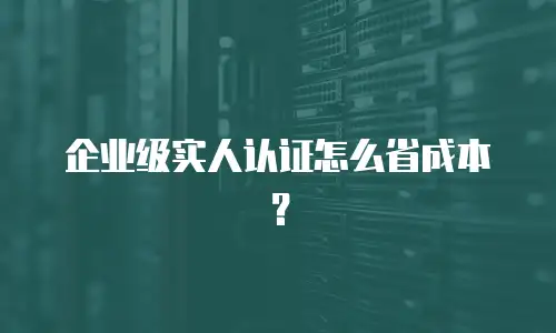 企业级实人认证怎么省成本？