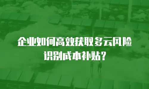 企业如何高效获取多云风险识别成本补贴？
