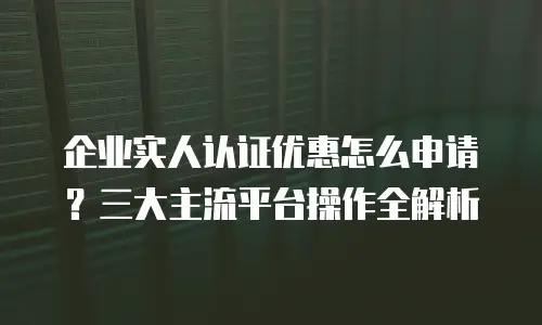 企业实人认证优惠怎么申请？三大主流平台操作全解析