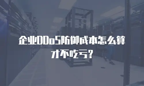 企业DDoS防御成本怎么算才不吃亏？