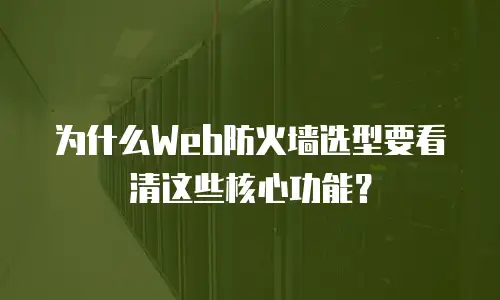 为什么Web防火墙选型要看清这些核心功能？