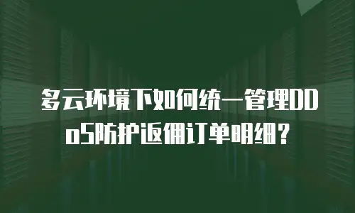 多云环境下如何统一管理DDoS防护返佣订单明细？