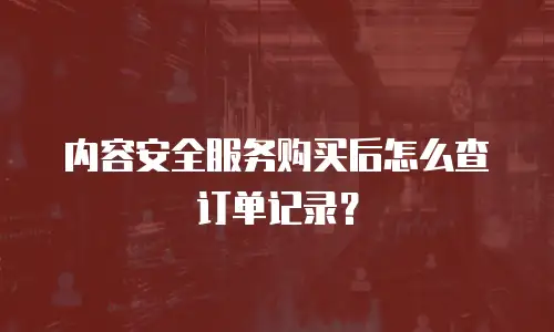 内容安全服务购买后怎么查订单记录？