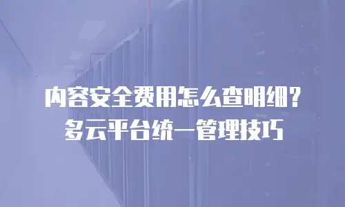 内容安全费用怎么查明细？多云平台统一管理技巧