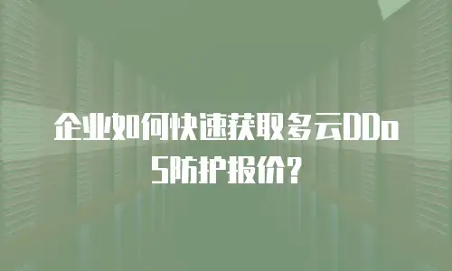企业如何快速获取多云DDoS防护报价？