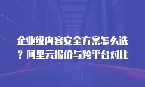 企业级内容安全方案怎么选？阿里云报价与跨平台对比