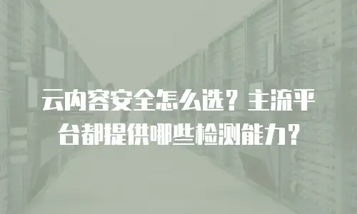 云内容安全怎么选？主流平台都提供哪些检测能力？