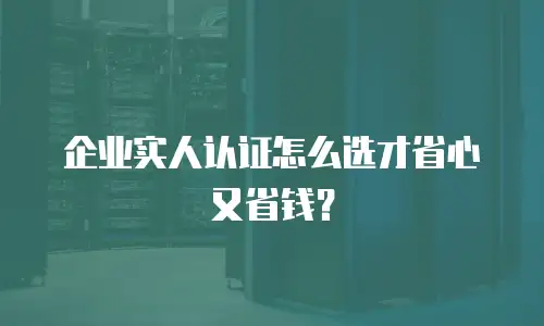 企业实人认证怎么选才省心又省钱？
