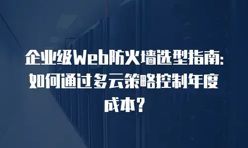 企业级Web防火墙选型指南：如何通过多云策略控制年度成本？