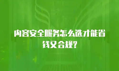 内容安全服务怎么选才能省钱又合规？