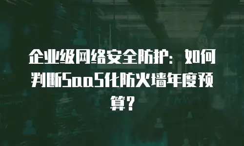企业级网络安全防护：如何判断SaaS化防火墙年度预算？