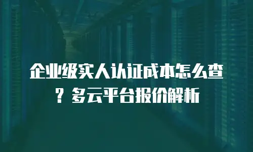 企业级实人认证成本怎么查？多云平台报价解析