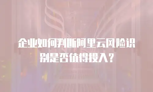 企业如何判断阿里云风险识别是否值得投入？