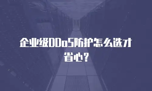 企业级DDoS防护怎么选才省心？