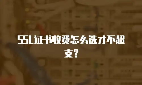SSL证书收费怎么选才不超支？