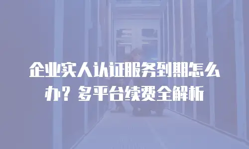 企业实人认证服务到期怎么办？多平台续费全解析