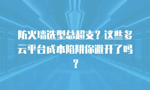 防火墙选型总超支？这些多云平台成本陷阱你避开了吗？