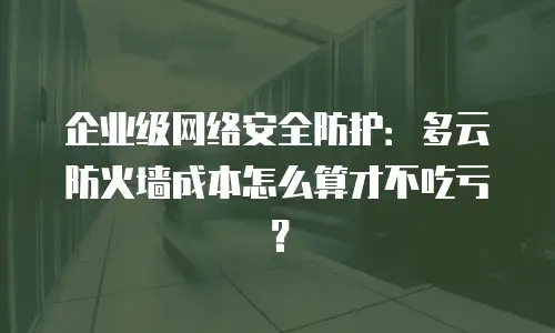 企业级网络安全防护：多云防火墙成本怎么算才不吃亏？