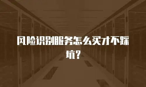 风险识别服务怎么买才不踩坑？