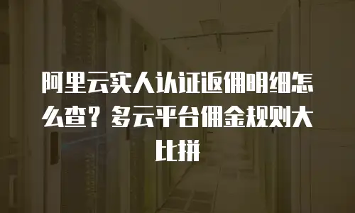 阿里云实人认证返佣明细怎么查？多云平台佣金规则大比拼