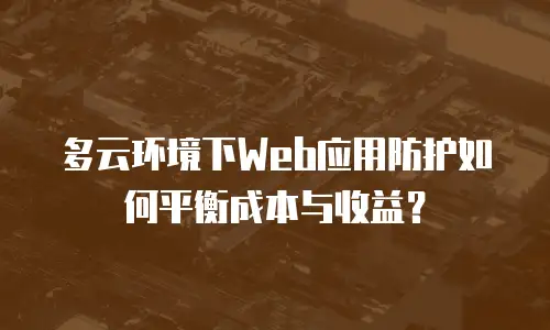 多云环境下Web应用防护如何平衡成本与收益？