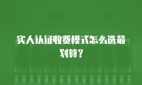 实人认证收费模式怎么选最划算？