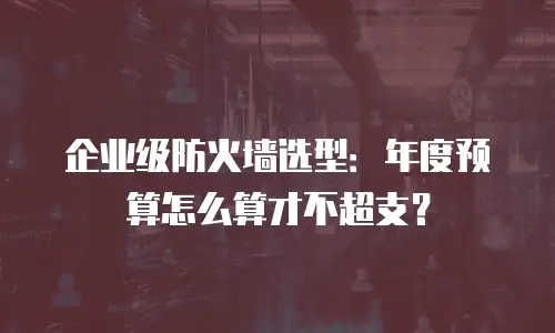 企业级防火墙选型：年度预算怎么算才不超支？