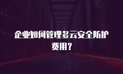 企业如何管理多云安全防护费用？
