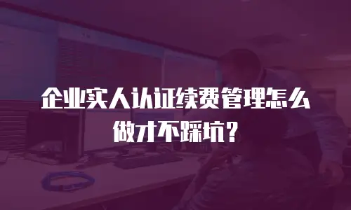企业实人认证续费管理怎么做才不踩坑？