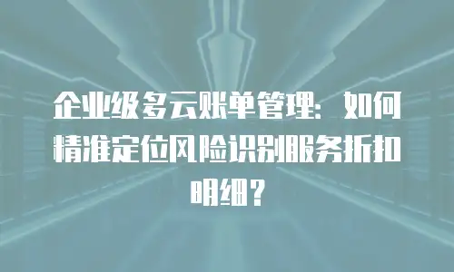 企业级多云账单管理：如何精准定位风险识别服务折扣明细？