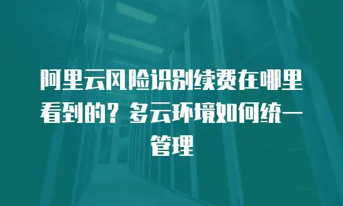 阿里云风险识别续费在哪里看到的？多云环境如何统一管理