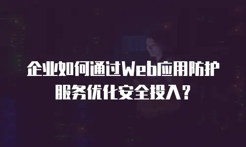 企业如何通过Web应用防护服务优化安全投入？
