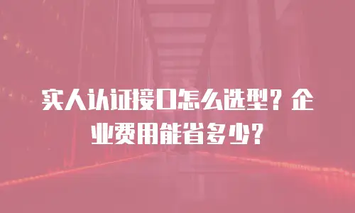 实人认证接口怎么选型？企业费用能省多少？
