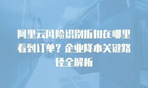 阿里云风险识别折扣在哪里看到订单？企业降本关键路径全解析
