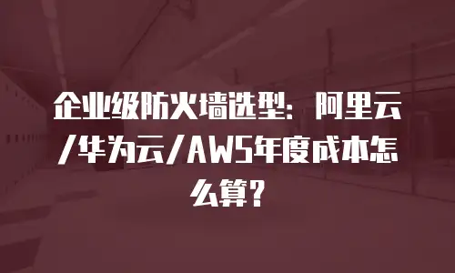 企业级防火墙选型：阿里云/华为云/AWS年度成本怎么算？