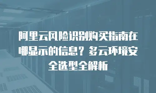 阿里云风险识别购买指南在哪显示的信息？多云环境安全选型全解析