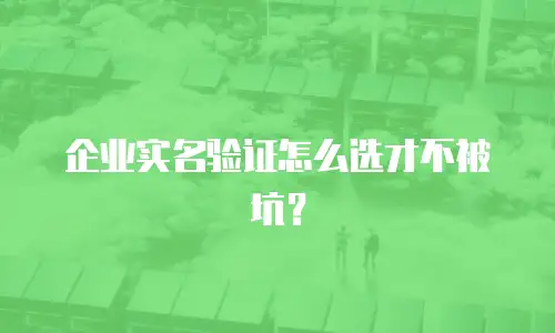 企业实名验证怎么选才不被坑？