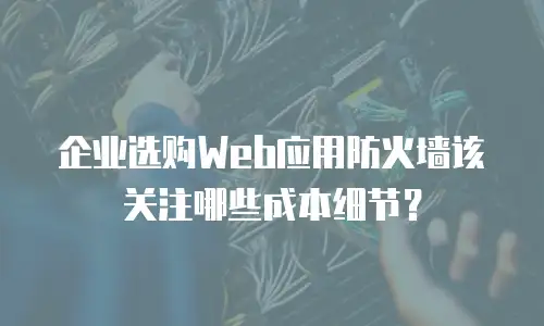 企业选购Web应用防火墙该关注哪些成本细节？
