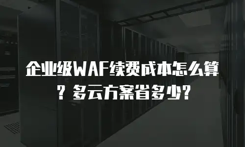 企业级WAF续费成本怎么算？多云方案省多少？