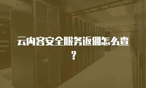 云内容安全服务返佣怎么查？