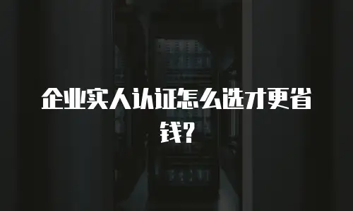 企业实人认证怎么选才更省钱？