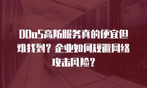DDoS高防服务真的便宜但难找到？企业如何规避网络攻击风险？