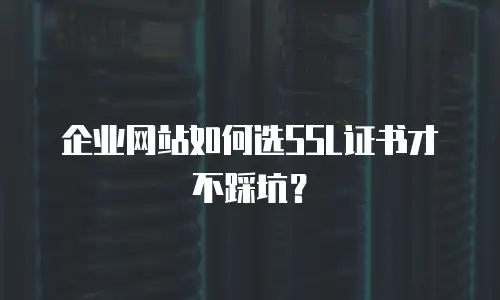 企业网站如何选SSL证书才不踩坑？
