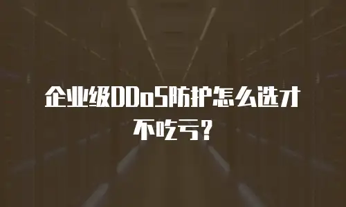 企业级DDoS防护怎么选才不吃亏？