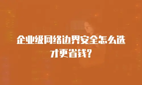 企业级网络边界安全怎么选才更省钱？